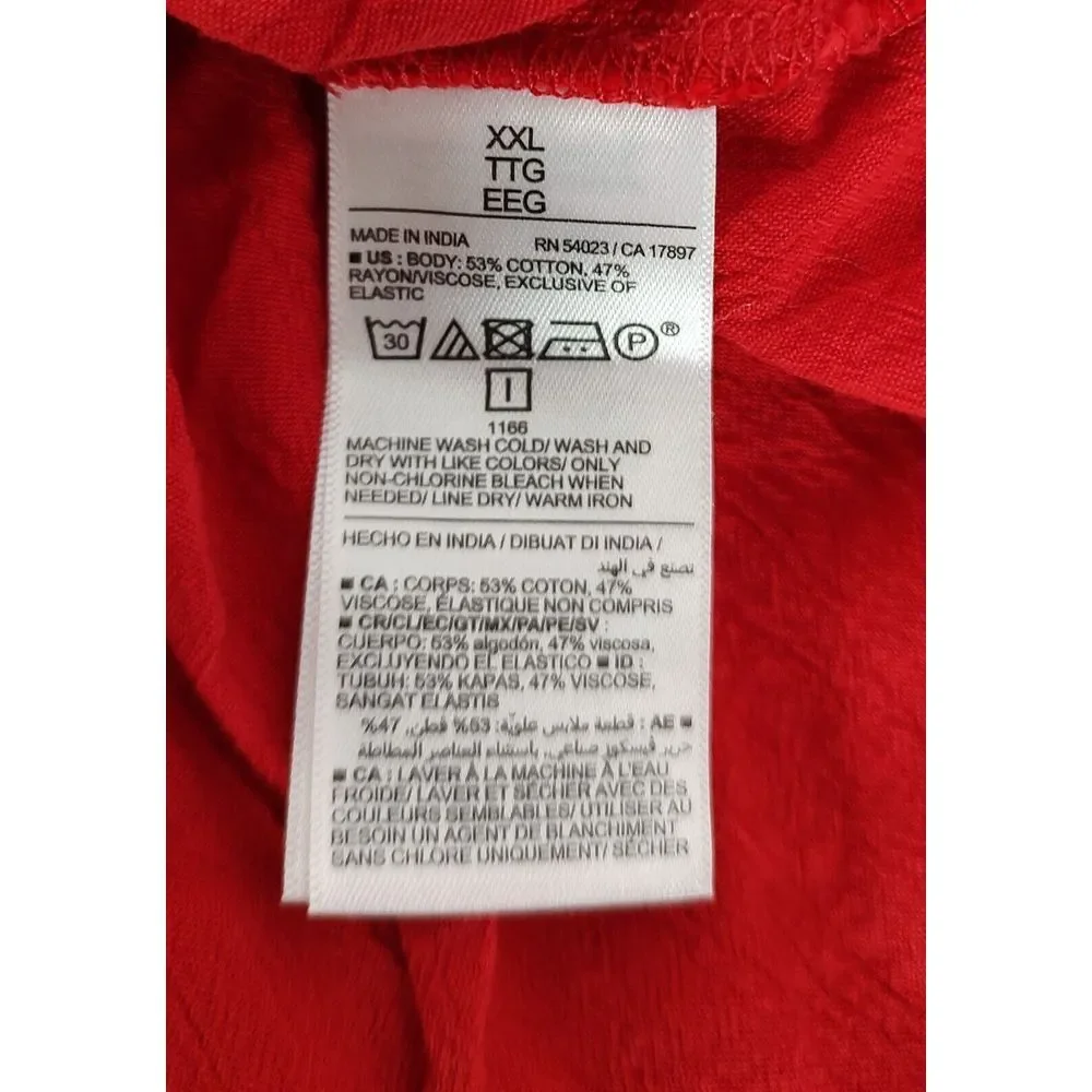 Old Navy Womens XXL Red Smocked Peplum Top Long Sleeve Square Neck Back Cutout - Picture 7 of 7